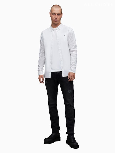 לבן - Allsaints Hawthorne Long Sleeved Shirt (217159) | ‏498‏₪