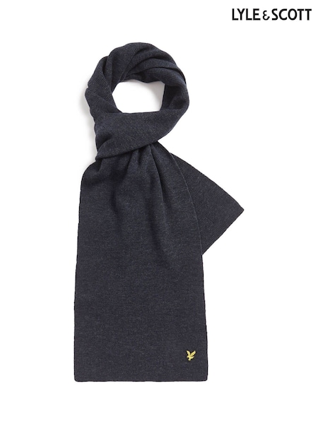 Light Blue - Regular Lyle & Scott Lambswool Ribbed Scarf