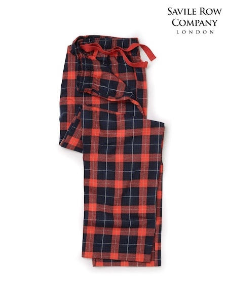 Crveno - Regular Savile Row Company Brushed Cotton Twill Check Pyjama Bottoms
