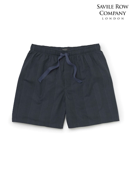 Blue - Regular Savile Row Company Cotton Check Pyjama Shorts