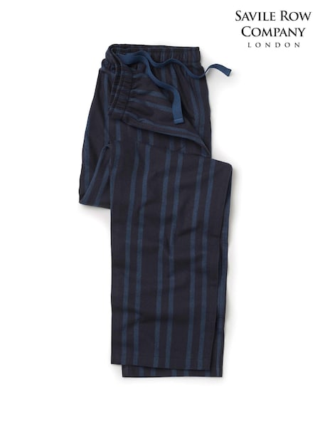 Plavo - Regular Savile Row Company Brushed Cotton Twill Stripe Pyjama Bottoms