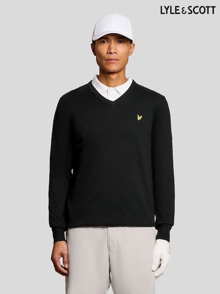 Black - Regular Lyle & Scott Golf V-neck Pullover Jumper