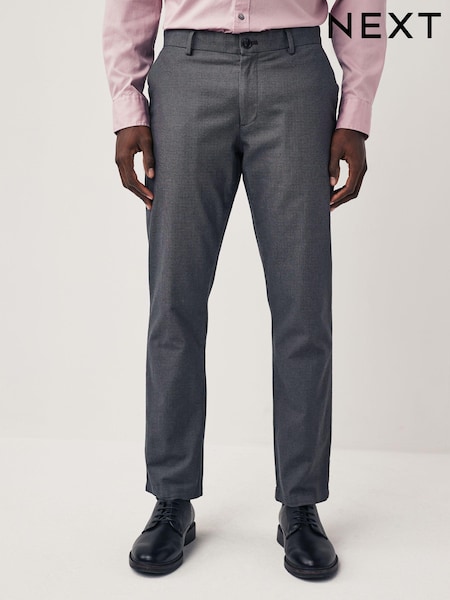 Charcoal Grey Slim Smart Textured Chino Trousers (217703) | €14