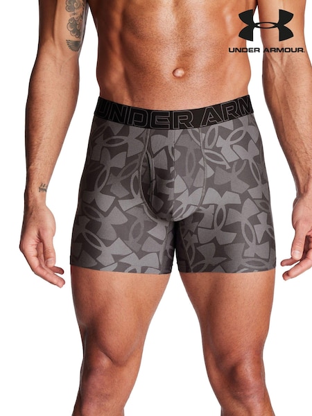 Under Armour Gun Metal Grey Performance Tech Printed Boxers 3 Pack (217726) | AED198