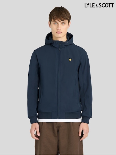 Blue - Regular Lyle & Scott Sports Mesh Back Softshell Hoodie