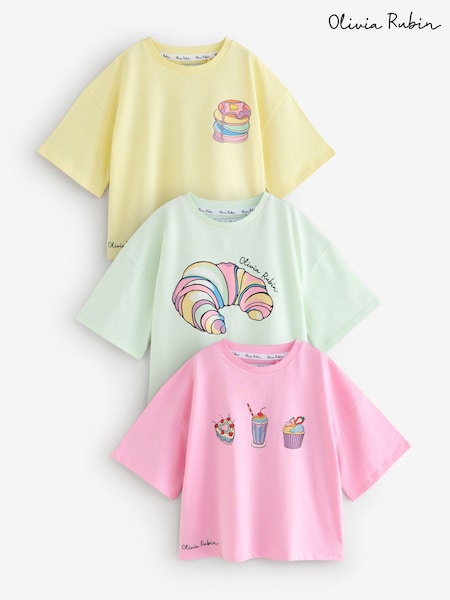 Multi - Olivia Rubin Boxy Fit Pastry Graphic T-shirts 3 Pack