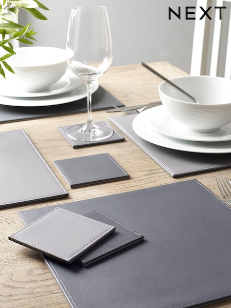Set of 4 Reversible Faux Leather Placemats and Coasters Set (217823) | € 30