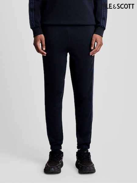 Blue - Regular Lyle & Scott Jacquard Tape Joggers