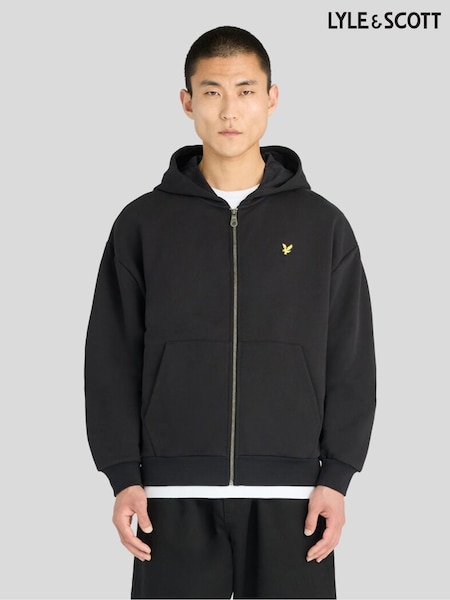 Black - Regular Lyle & Scott Heavyweight Loopback Full Zip Hoodie