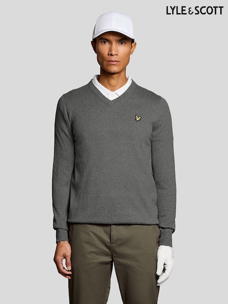 Grey - Regular Lyle & Scott Golf V-neck Pullover Jumper