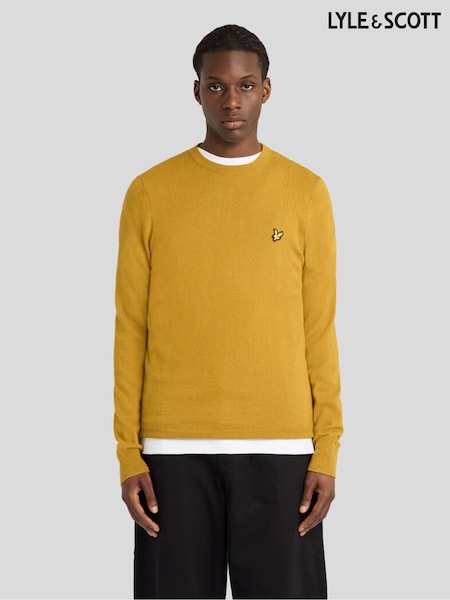 Yellow - Regular Lyle & Scott Cotton Merino Crew Neck Jumper