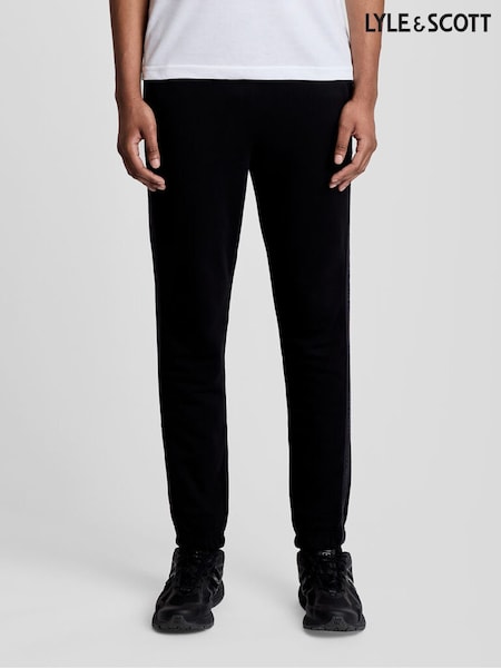 أسود - Regular Lyle & Scott Jacquard Tape Joggers