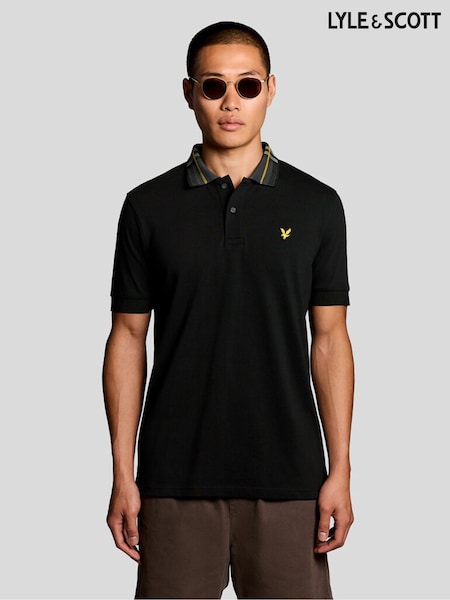 Black - Regular Lyle & Scott Tartan Collar Polo Shirt