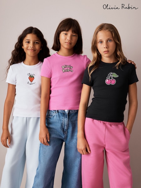 Multi - Olivia Rubin Rib Fitted Fruit Graphic Tops 3 Pack