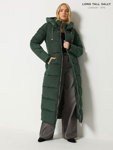 Green - Long Tall Sally Padded Maxi Coat