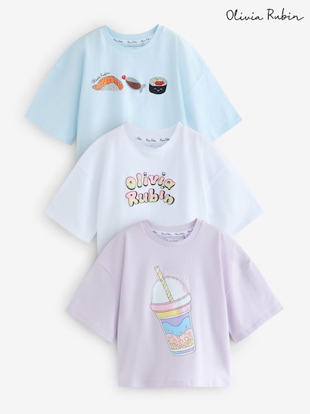 Multi - Olivia Rubin Boxy Fit Sushi Graphic T-shirts 3 Pack