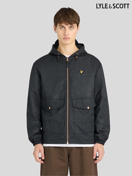블랙 - Regular Lyle & Scott Waxed Hooded Utility Jacket