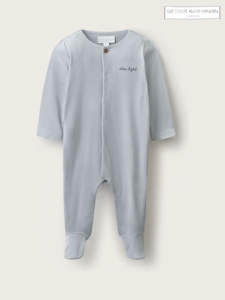 Blau - The White Company Blend Sleep Tight Embroidered Sleepsuit