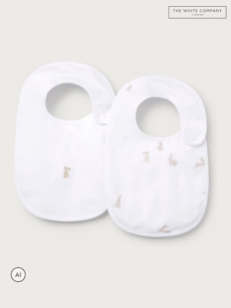 Bílá - Sada 2 bryndáků The White Company s hravými králíčky