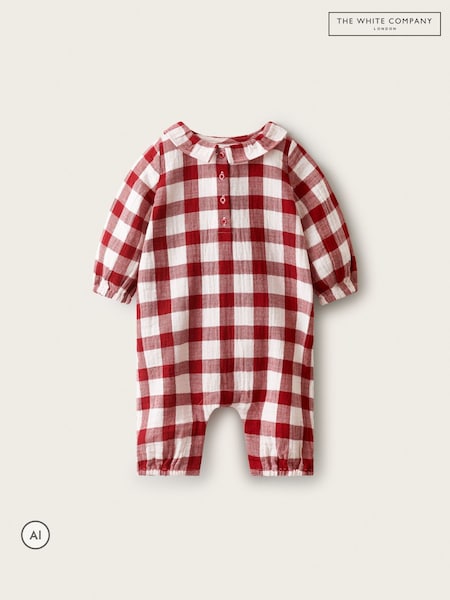 Red - The White Company Double Gingham Bubble Romper