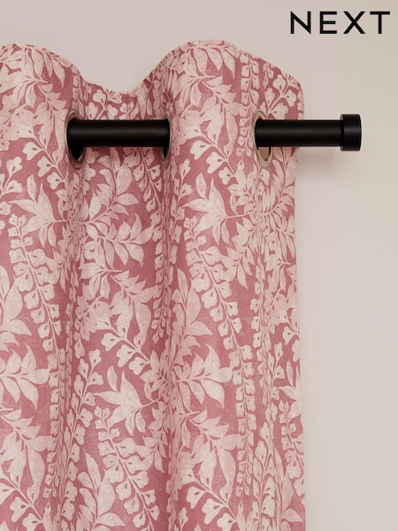 Pink Woodblock Floral Eyelet Lined Curtains (218944) | € 22 - € 71