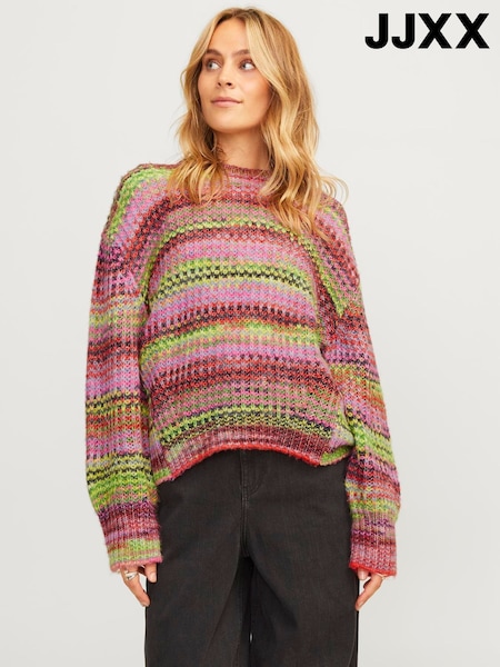 Pink - Jjxx Striped Space Dye Crew Neck Knit Jumper