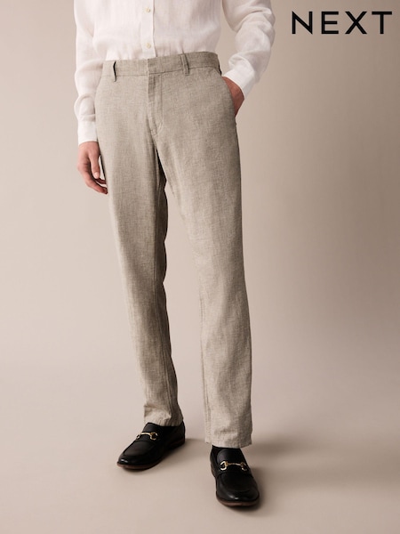Sage Green Textured Linen Blend Trousers (219037) | €6