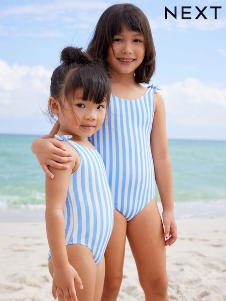 Blue/White Stripe Frill Sleeve Swimsuit (3mths-12yrs) (219061) | €7.50 - €10.50