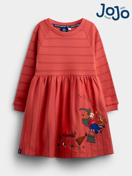 橙啡色 - Jojo Maman Bébé Room On The Broom Appliqué Jersey Dress