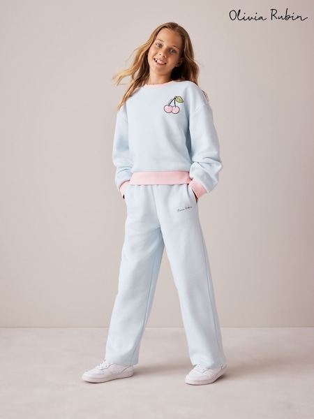 Blue - Olivia Rubin Blue Colour Block Cherry Sweat & Joggers Set 2 Piece