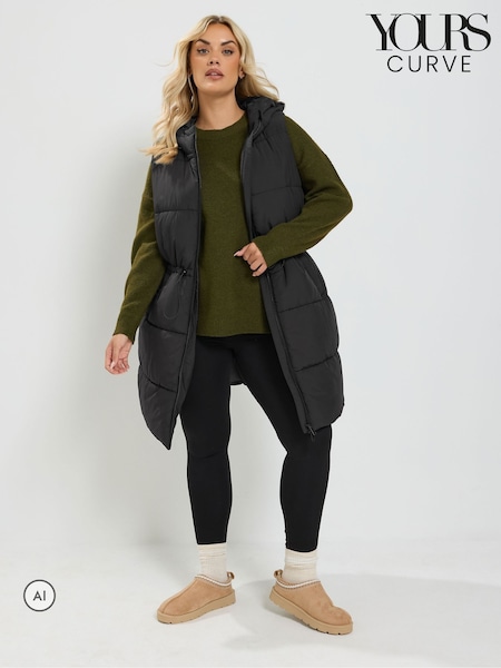 블랙 - Yours Curve Padded Gilet
