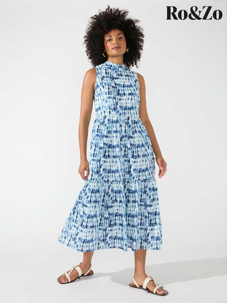 Ro&Zo - Blue Printed Tiered Dress (219873) | €56