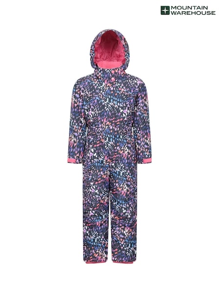Black - Mountain Warehouse Cloud Printed Kids All In One Waterproof Snowsuit