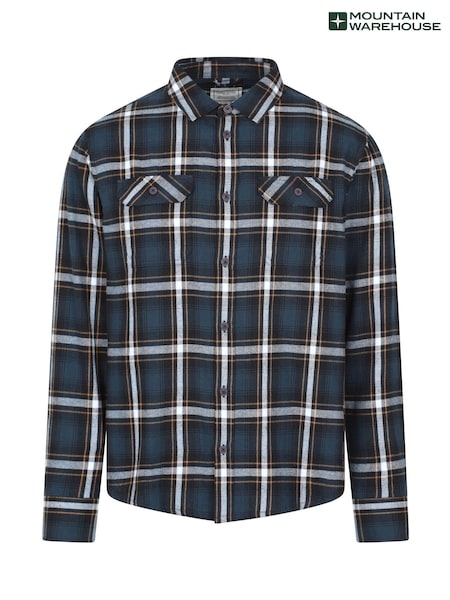 Blue - Regular Mountain Warehouse Trace Flannel Long Sleeve Shirt