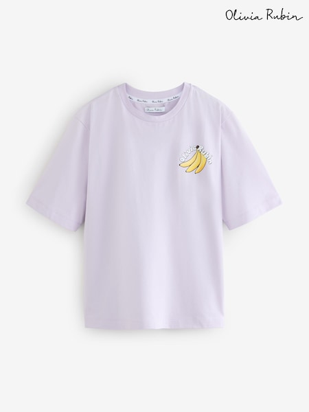 Lilac Purple - Olivia Rubin Lilac Purple Oversized Banana Graphic T-shirt