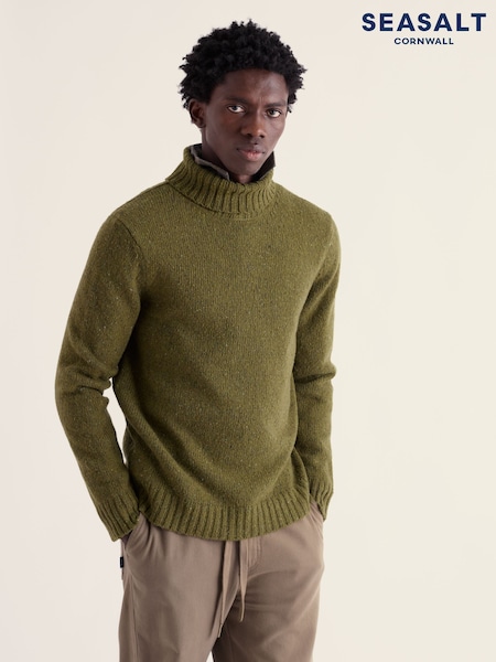 أخضر - Regular Seasalt Cornwall Trowan Roll Neck Jumper