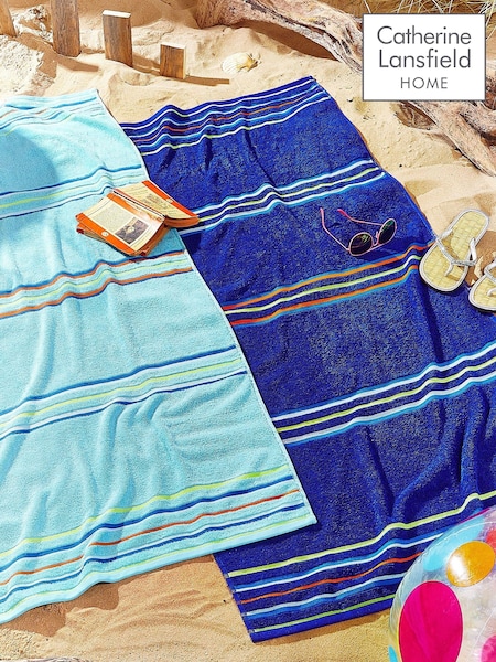 Catherine Lansfield Set of 2 Blue Rainbow Jaquard Beach Towels (220969) | €29