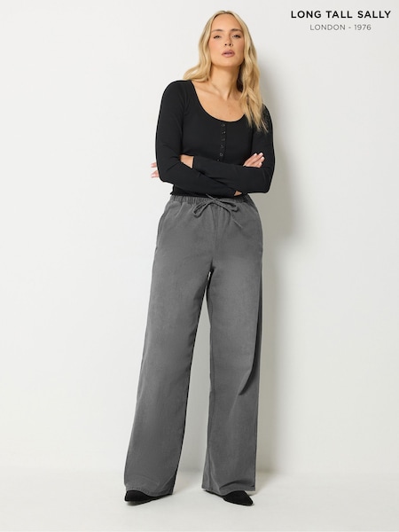 Grey - Long Tall Sally Wide Leg Pull On Jeans