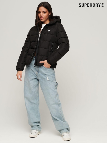 Superdry Black Hooded Spirit Sports Puffer Jacket (221446) | €63
