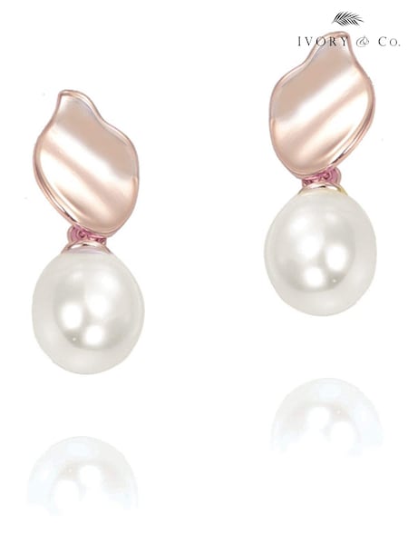 Ivory & Co Rose Gold Modern Pearl Effect Drop Earrings (221502) | €37