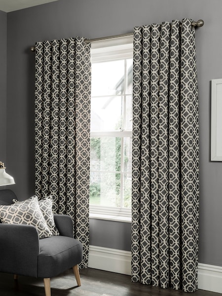 Studio G Charcoal Grey Castello Eyelet 100% Cotton Curtains (221584) | 260 QAR - 490 QAR