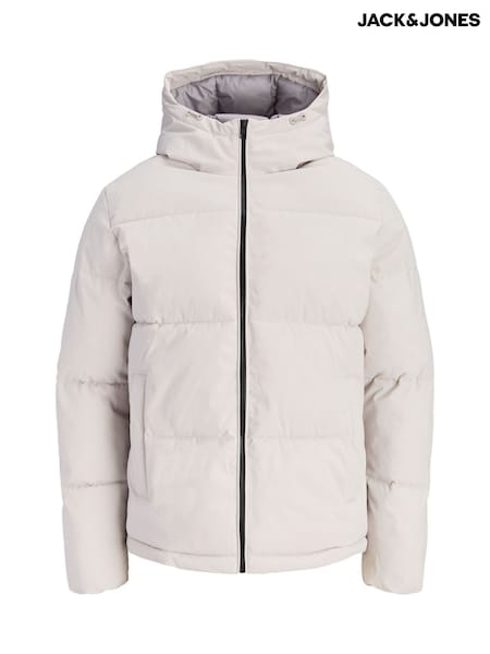 Grey - Regular Jack & Jones Hooded Puffer Jacket