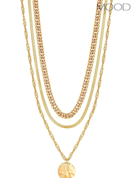 Mood Natural Textured Layered Chain Necklace Pack of 3 (222249) | €29