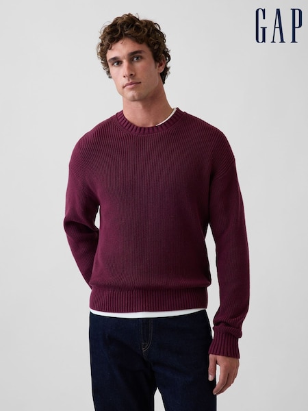 Burgundy Red - Regular Gap Relaxed Shaker Jumper