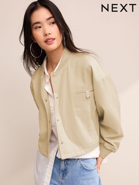 Stone Herringbone Bomber Jacket (222703) | €15