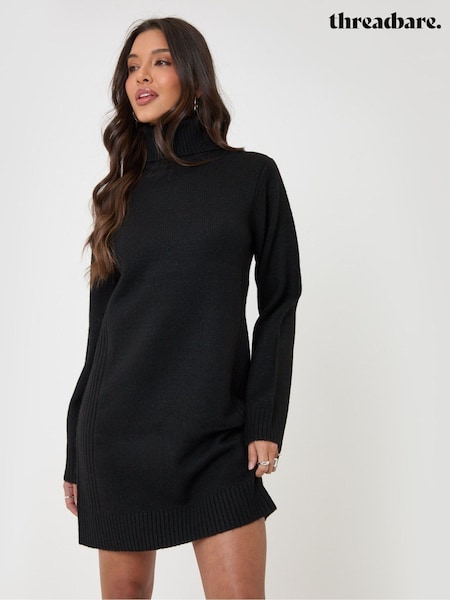 Қара - Threadbare Turtle Neck Mini Jumper Dress