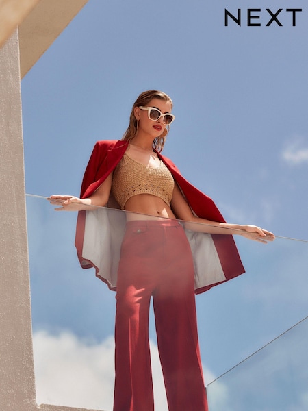 Red Linen Wide Leg Trousers (223040) | €9