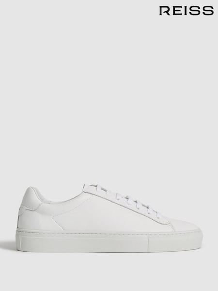 Reiss White Finley Lace Up Leather Trainers (223173) | €186
