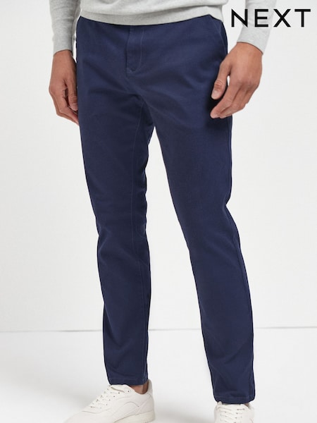 French Navy Blue Slim Fit Stretch Chinos Trousers (223289) | AED52