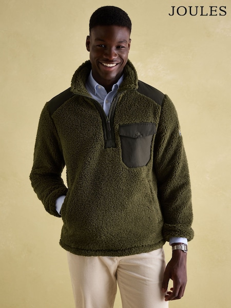 Joules Billy Green Quarter Zip Borg Fleece Sweatshirt (223483) | $111